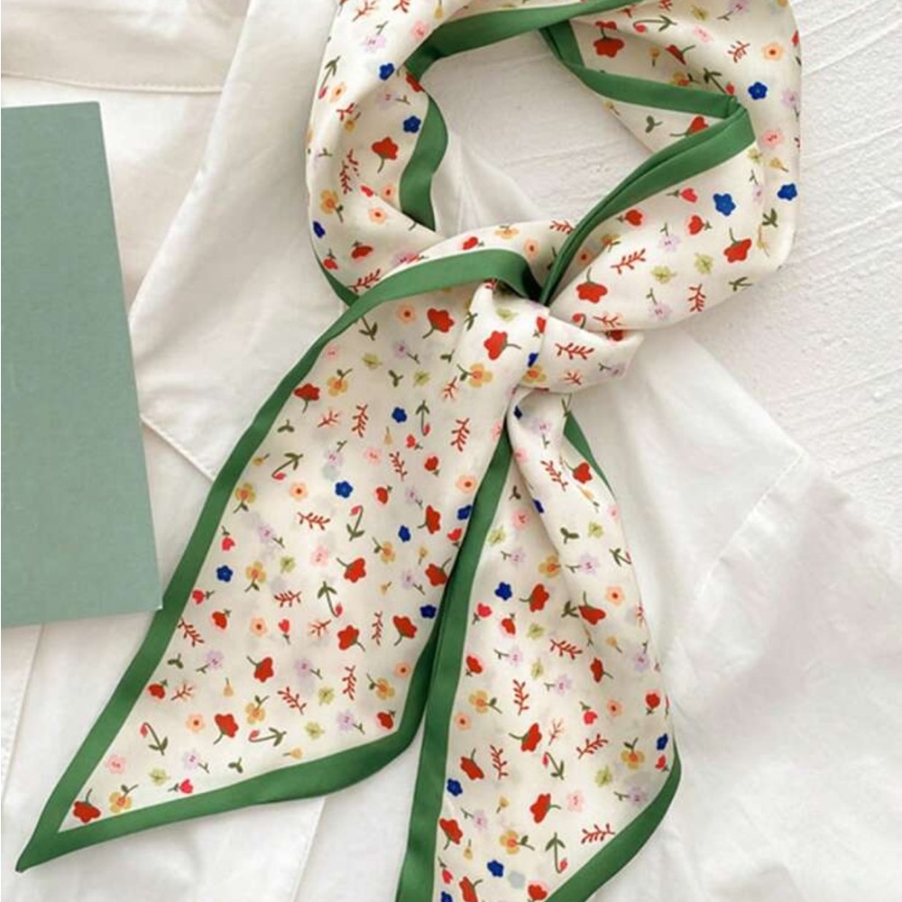 Set of 4 Green Pattern Hair Scarves - Picture 2 of 6